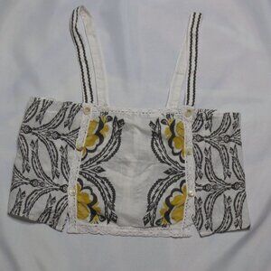 NWT ANTHROPOLOGIE womens TANK cream BROWN gold CROPPED adjustable BOHO SIZE S